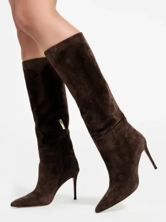 Kniehohe Stiefel aus Wildleder mit Stilettos