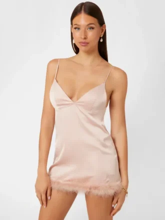 Öko-Mini-Feder-Slip-Kleid