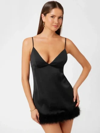 Öko-Mini-Feder-Slip-Kleid