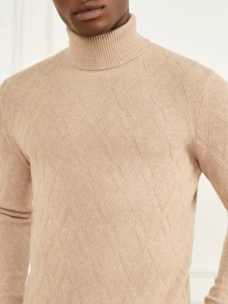 Öko-Rautenmuster-Rollkragen-Pullover