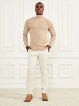 Öko-Rautenmuster-Rollkragen-Pullover