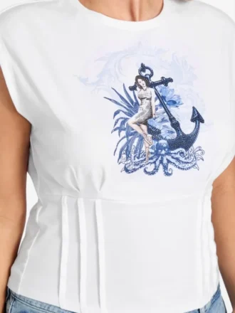 Öko-T-Shirt im maritimen Stil oder hübsches Korsett-T-Shirt