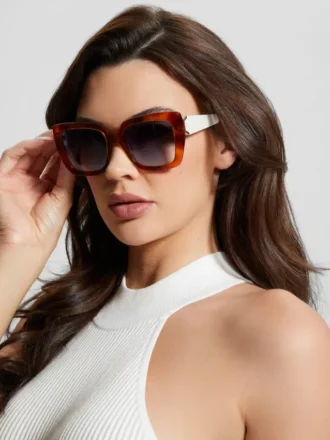Kunststoff-Sonnenbrille mit quadratischem Logo-Print