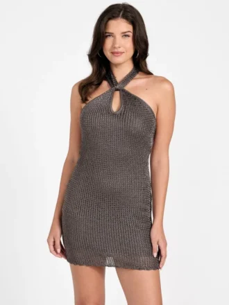 Minka Lurex-Pullover-Kleid mit Schlüssellochausschnitt Minka Lurex-Pullover-Kleid mit Schlüssellochausschnitt