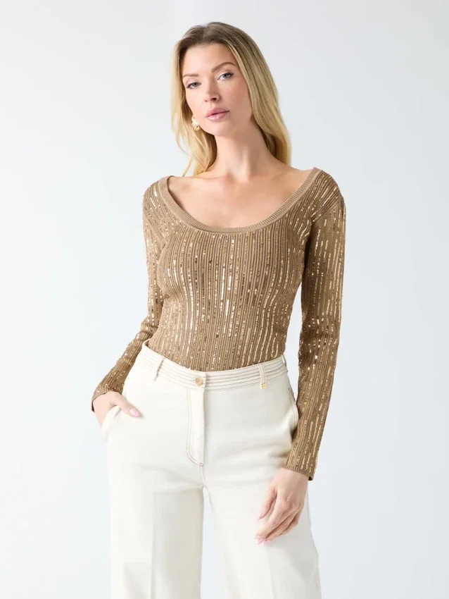 Musique-Pailletten-Pullover Musique-Pailletten-Pullover