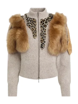 Pullover aus Wollmischung mit Kunstfell
