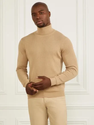 Rollkragen-Pullover aus Wollmischung mit Rippmuster
