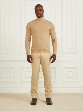 Rollkragen-Pullover aus Wollmischung mit Rippmuster