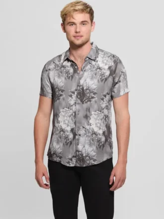 Satin-Bluse mit Blumenmuster