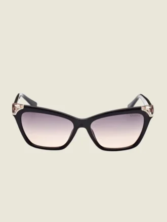 Schildpattfarbene Kunststoff-Sonnenbrille in quadratischer Form