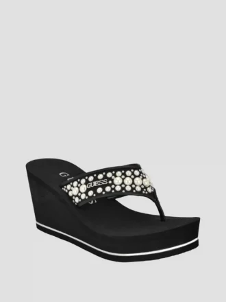 Silus Sandalen mit Keilabsatz und Perlen