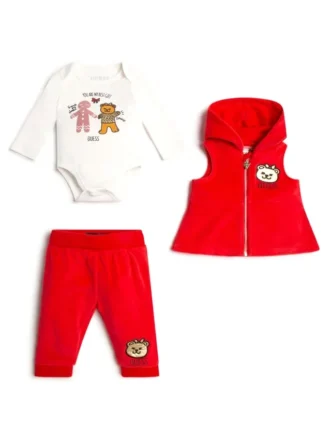 Teddybär-Weihnachtsset mit Westen, Body und Jogginghose (0–24 Monate)
