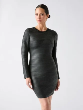 Tribute-Lederkleid mit Falten