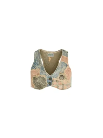 Vintage-Denim-Patchwork-Oberteil