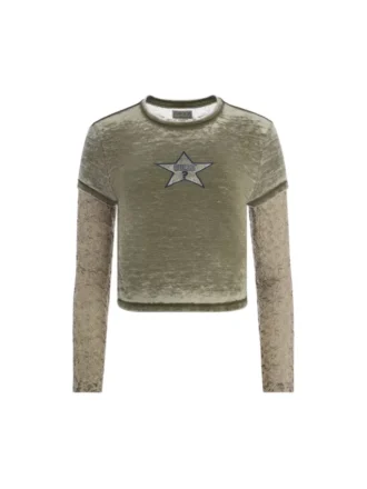 Vintage-T-Shirt mit Lagen-Spitze