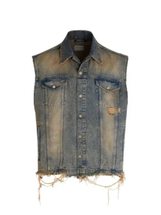 Washed Denim Trucker-Weste