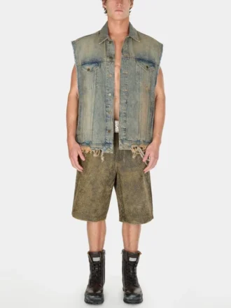 Washed Denim Trucker-Weste