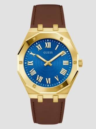 Zweifarbige analoge Lederuhr