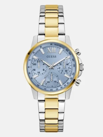 Zweifarbige Chronographenuhr in Blau
